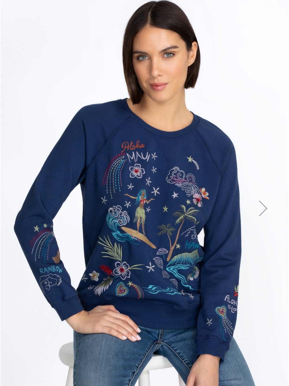 NWT Johnny Was Hawaii Raglan Sweatshirt; Size XS